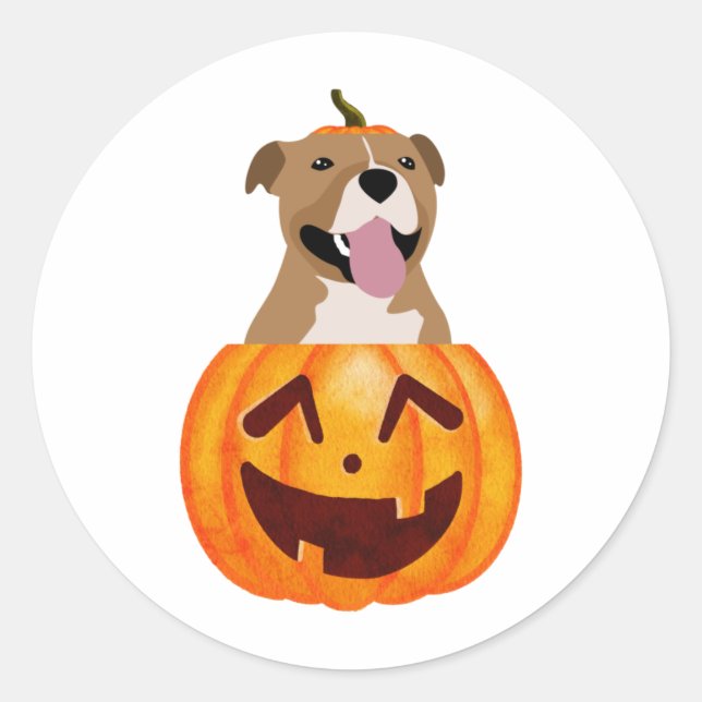 Sticker Rond Pitbull Halloween (Devant)
