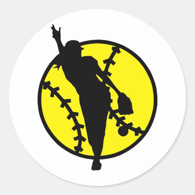 Sticker Rond Pitcher de softball (Devant)