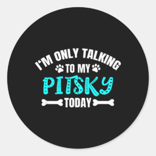Sticker Rond Pitskies mélange Pitbull Husky Ne parle qu'au Pits