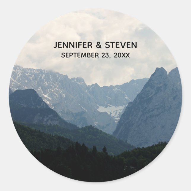 Sticker Rond Pittoresque Alpine Mountains Nature Photo Mariage (Devant)