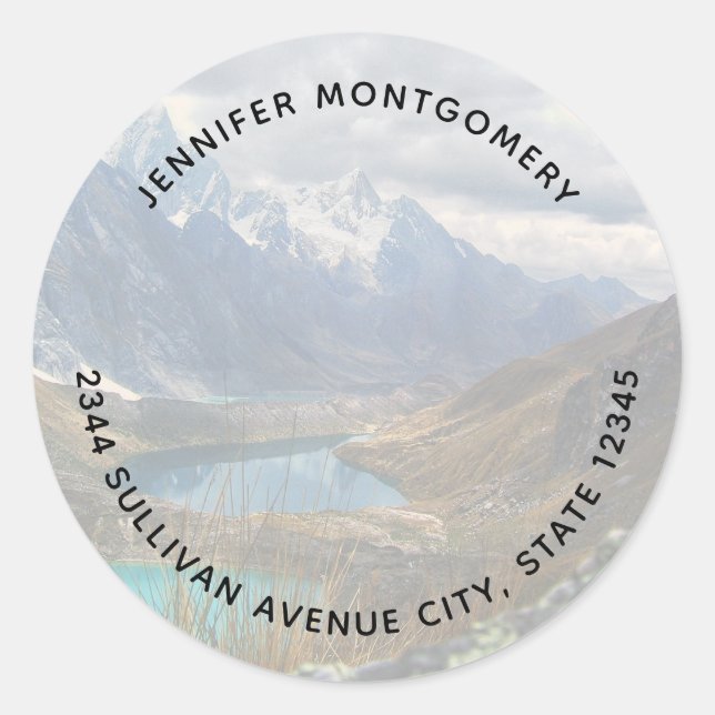 Sticker Rond Pittoresque Alpine Mountains Photo - Adresse (Devant)