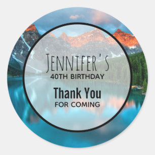 Sticker Rond Pittoresque Mountain & Lake Photographie Anniversa