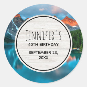 Sticker Rond Pittoresque Mountain & Lake Photographie Anniversa