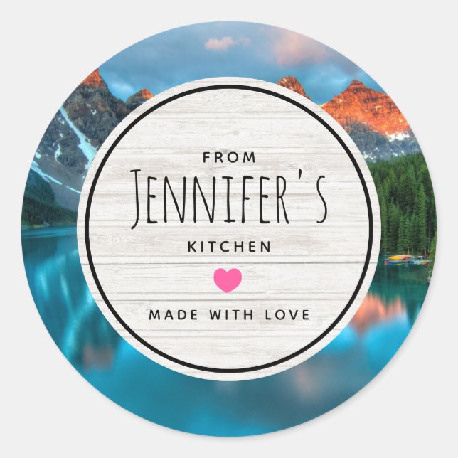Sticker Rond Pittoresque Mountain & Lake Photographie Cuisine (Devant)