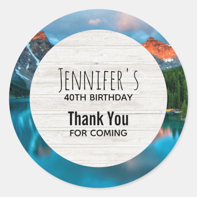 Sticker Rond Pittoresque Mountain & Lake Photographie Merci (Devant)