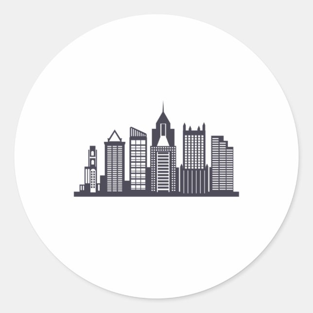 Sticker Rond Pittsburgh Skyline (Devant)
