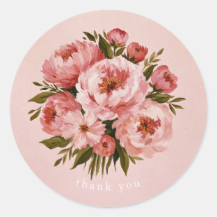 Sticker Rond Pivoine picturale Merci
