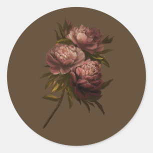 Sticker Rond Pivoines Vintage
