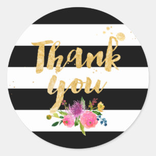 Sticker Rond PixDezine aquarelle florale/rayures