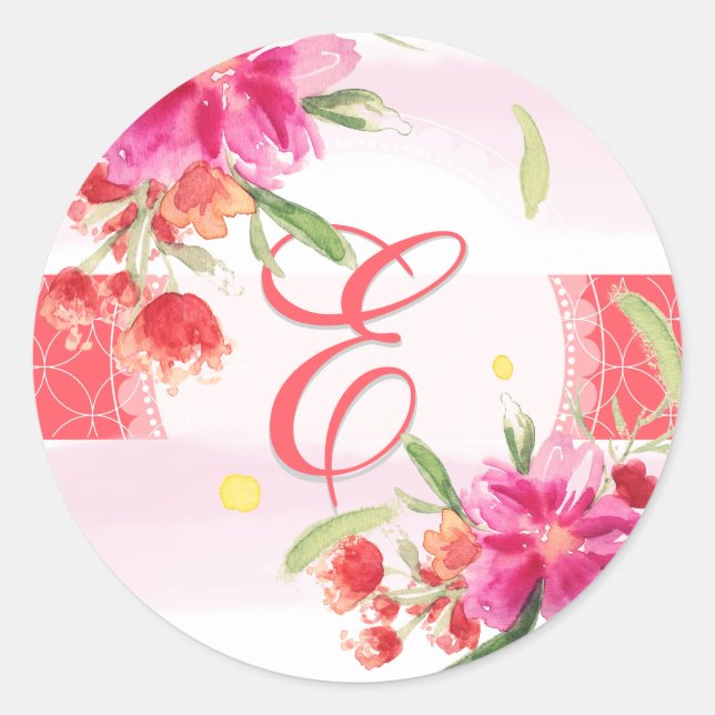 Sticker Rond PixDezine aquarelle peut fleur/do-it-yourself coul (Devant)
