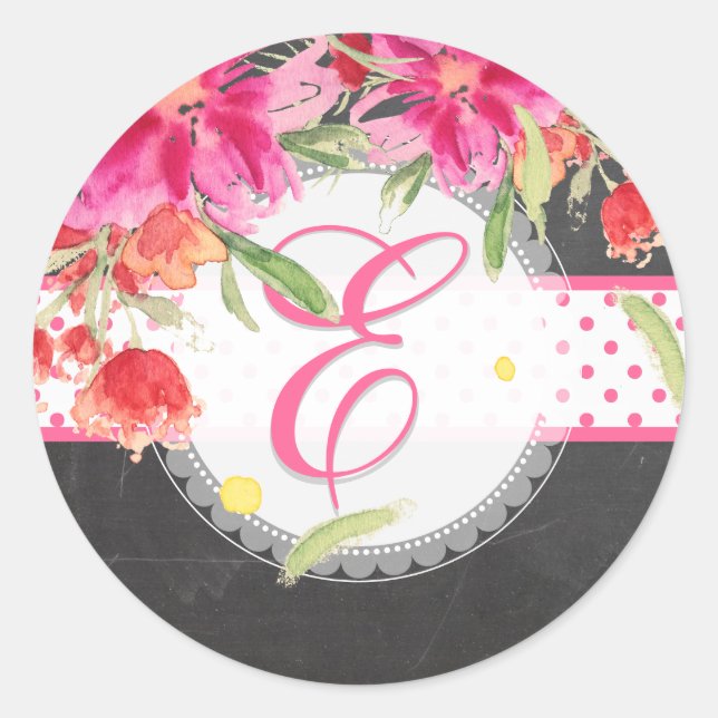 Sticker Rond PixDezine aquarelle peut fleur/do-it-yourself coul (Devant)