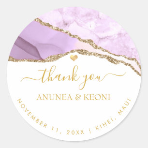 Sticker Rond PixDezine Aquarelle Purple Agate Faux Gold Veins