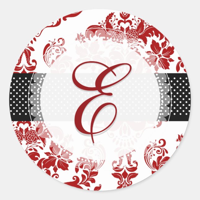 Sticker Rond PixDezine augusta damask/monogramme/do-it-yourself (Devant)