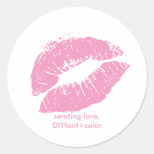 Sticker Rond PixDezine baiser/lèvres roses