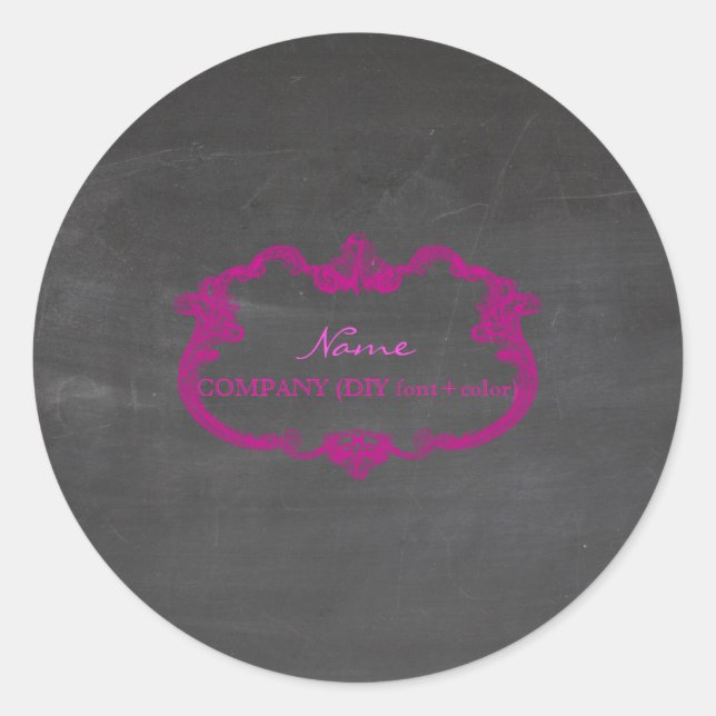 Sticker Rond PixDezine Chalkboard+Cadre baroque lunaire (Devant)