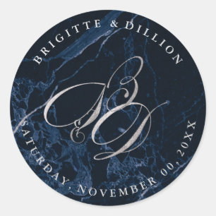 Sticker Rond PixDezine do-it-yourself/Marbre Bleu de minuit/Arg