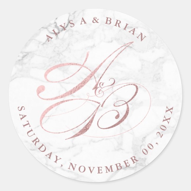 Sticker Rond PixDezine do-it-yourself Monogrammes/Marbre/Faux R (Devant)