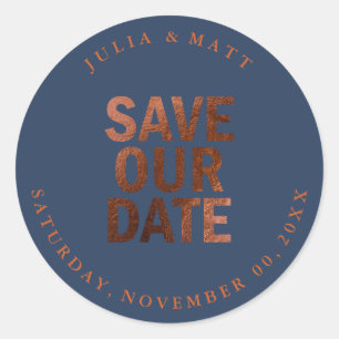 Sticker Rond PixDezine Enregistrer la couleur Date/Faux Copper/