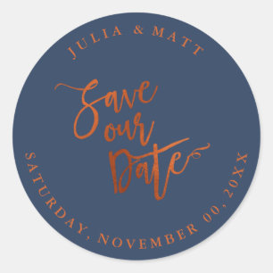 Sticker Rond PixDezine Enregistrer la couleur Date/Faux Copper/