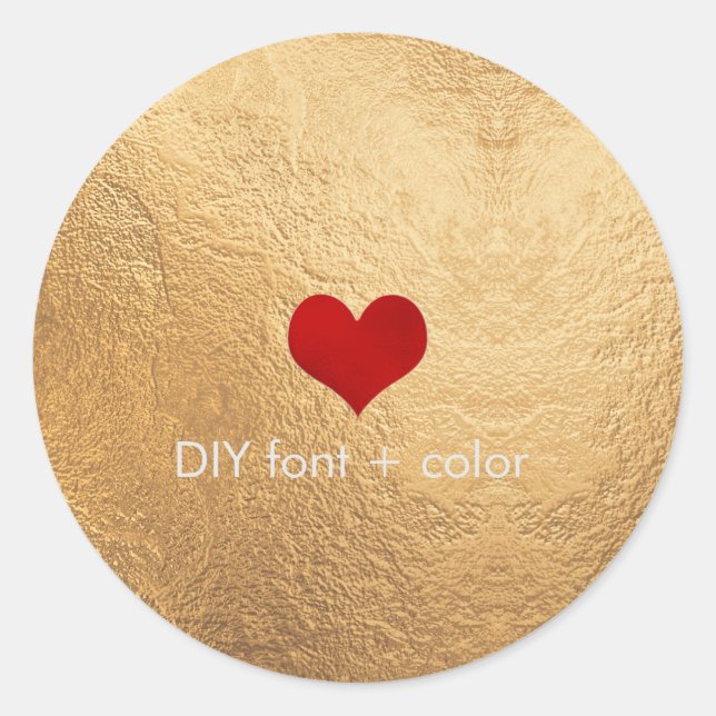 Sticker Rond PixDezine faux coeur argent/arrière - plan or (Devant)