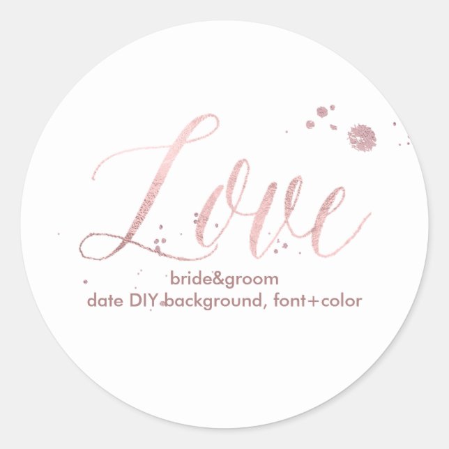 Sticker Rond PixDezine Faux Rose ébloui Or/amour (Devant)