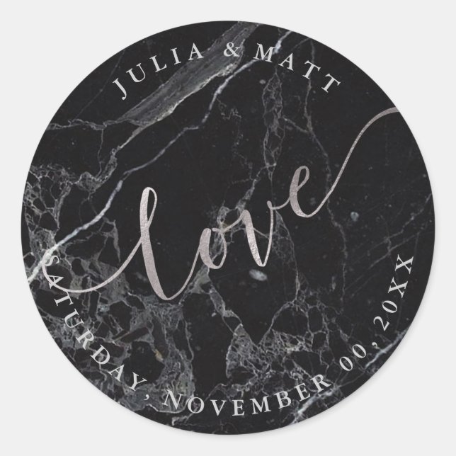 Sticker Rond PixDezine Love Marble/Faux Argent (Devant)