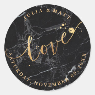 Sticker Rond PixDezine Love/Marble+Faux Gold