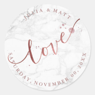 Sticker Rond PixDezine Love Marble/Faux Rose Gold
