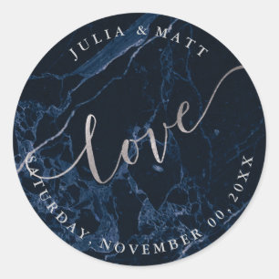 Sticker Rond PixDezine Love/Midnight Blue Marble/Faux Silver