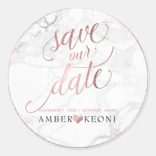 Sticker Rond PixDezine Marble/Faux Gold Enregistrer notre date