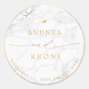 Sticker Rond PixDezine Marbre Faux Gold Heart Classic Round Sti