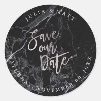 Sticker Rond PixDezine Marbre Save the Date/Faux Argent