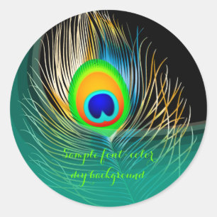 Sticker Rond PixDezine paon plume/DIYbackground