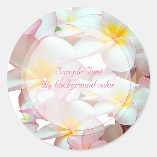 Sticker Rond PixDezine rose plumeria/do-it-yourself couleur arr (Devant)