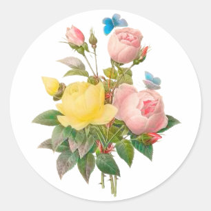 Sticker Rond PixDezine roses victoriens vintages/redoute