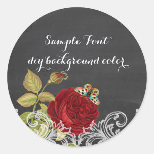Sticker Rond PixDezine rouge vintage rose+tableau