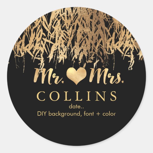 Sticker Rond PixDezine Willow Feuilles/Faux Gold/do-it-yourself (Devant)