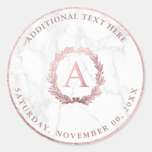 Sticker Rond PixDezines A-Z, do-it-yourself Faux Rose Or Monogr