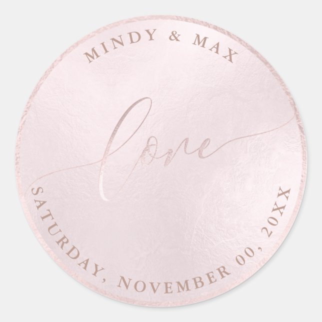 Sticker Rond PixDezines ADORE IRIDESCENT ROSE BLANC (Devant)