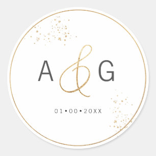 Sticker Rond PixDezines Ampersand doré minimaliste faux