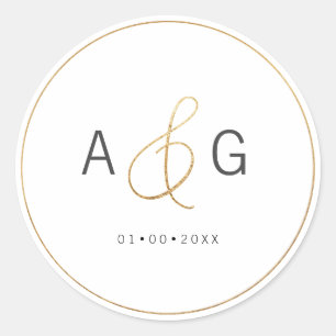 Sticker Rond PixDezines Ampersand Or Minimaliste Faux