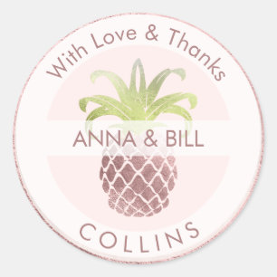 Sticker Rond PixDezines Ananas Faux Rose Or/Merci do-it-yoursel