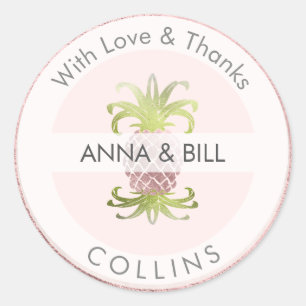 Sticker Rond PixDezines Ananas Faux Rose Or/Merci do-it-yoursel