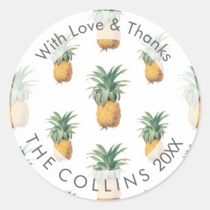 Sticker Rond PixDezines Ananas Love&Thanks