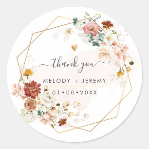 Sticker Rond PixDezines Aquarelle Automne Fleurs de Jardin