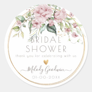 Sticker Rond PixDezines Aquarelle Bouquet Rose Dusty