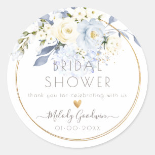 Sticker Rond PixDezines Aquarelle Crème bleu Dusty Roses