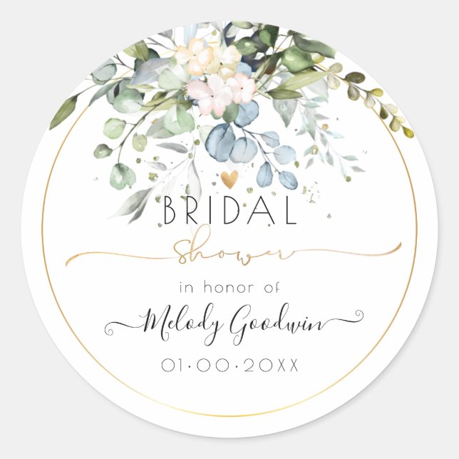 Sticker Rond PixDezines Aquarelle Eucalyptus Gomme Bleue Rustiq (Devant)