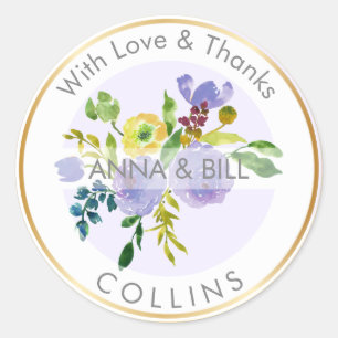 Sticker Rond PixDezines Aquarelle Florale/Ranunculus/Merci