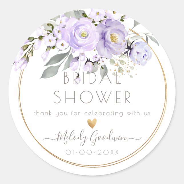 Sticker Rond PixDezines Aquarelle Purple Roses Foliage des cend (Devant)